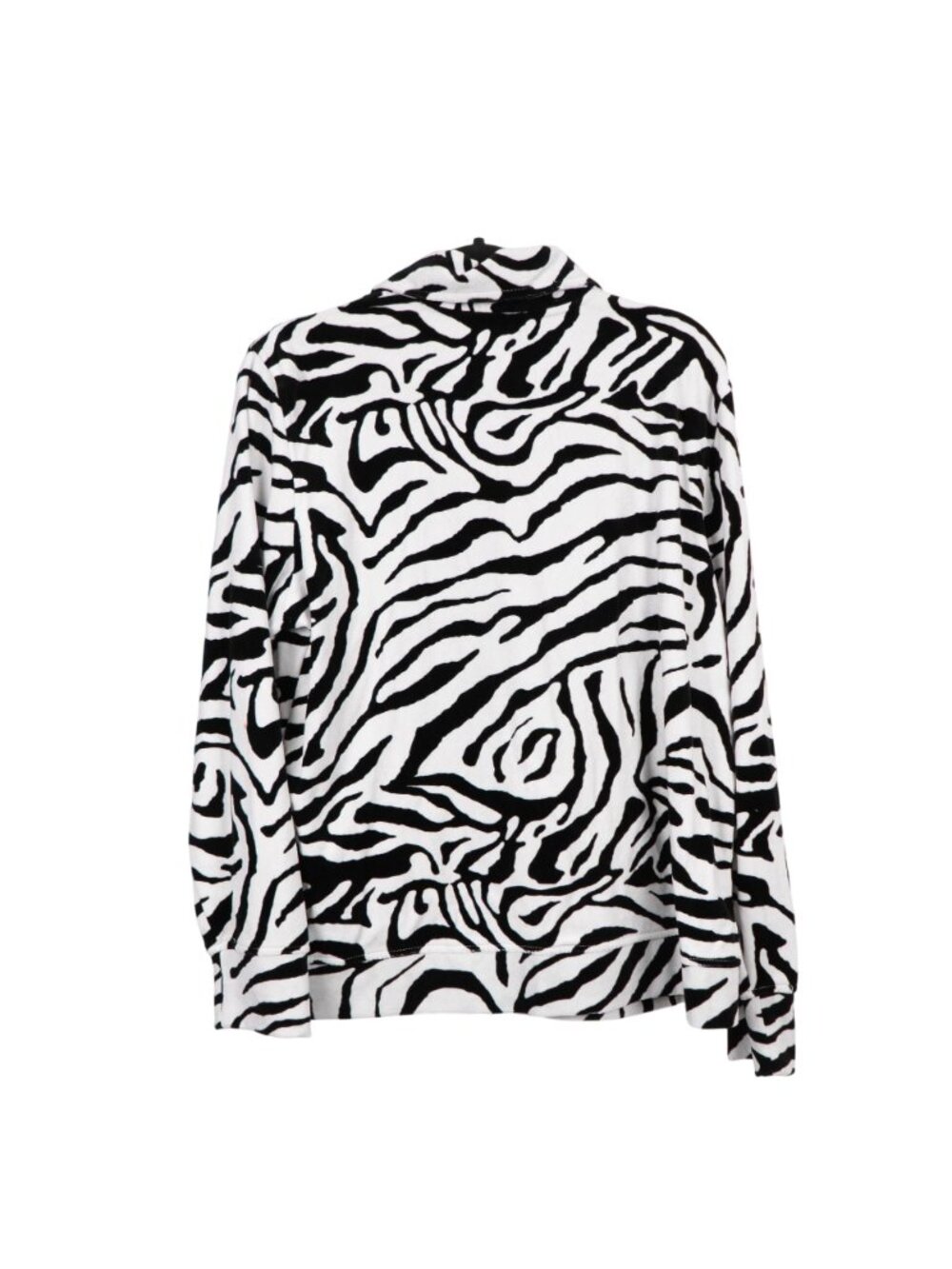 Zebra Print Fleece Jacket XL Womens Full Zip Black White Soft Cozy Collared - Picture 5 of 6